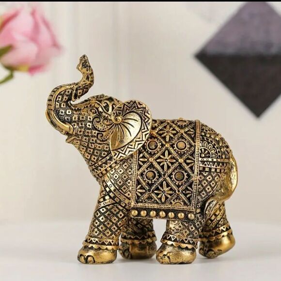 Elephant Home Decor Black and Gold Small Decorative Piece - Picture 1 of 11